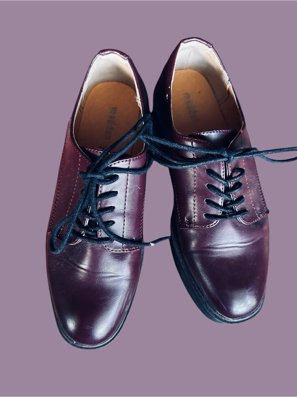 Madden Girl Women's Burgundy Oxford Lace-Up Shoes